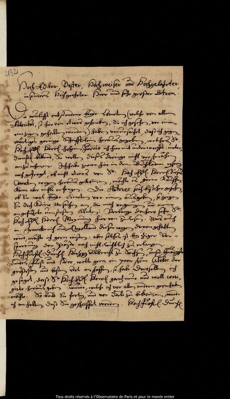 Lettre de Gottfried Kirch à Jan Heweliusz, Cobourg, 14 avril 1681