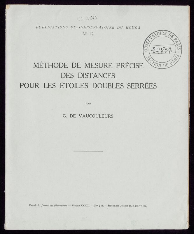 (1945 ter) Publications de l'Observatoire du Houga (Gers)