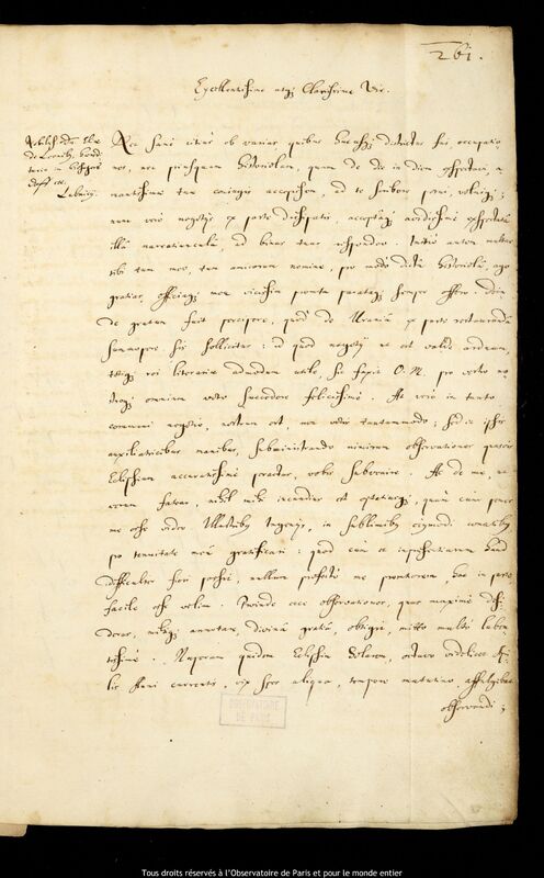 Lettre de Jan Heweliusz à Elias Crätschmair, Gdansk, 18 mai 1652