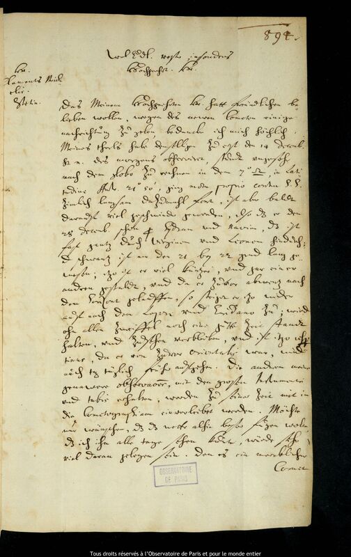 Lettre de Jan Heweliusz à Ulrich Clemens Michaelis, Gdansk, 29 décembre 1664