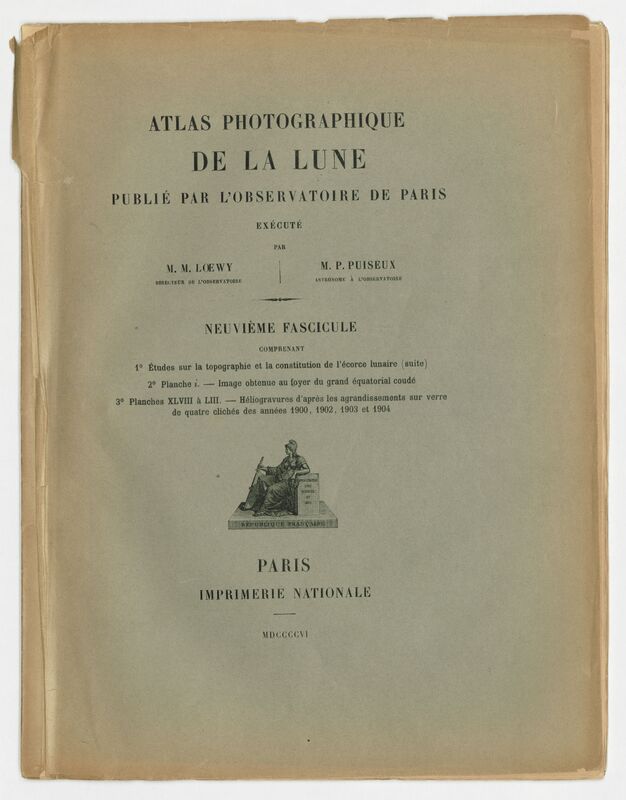 Index du neuvième fascicule, Atlas photographique de la lune publié par l'Observatoire de Paris