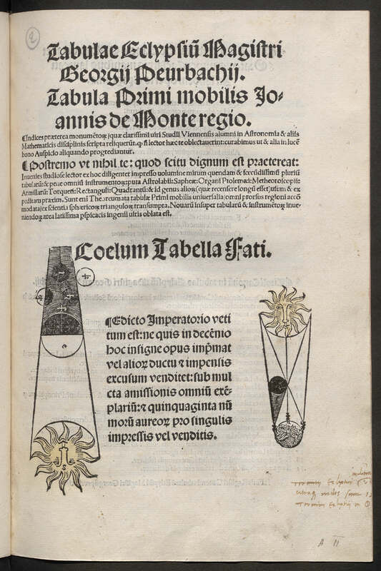Tabulae eclypsiu[m] Magistri Georgii Peurbachii