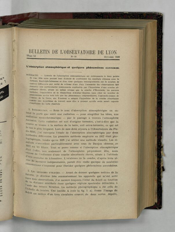 (1929) Bulletin de l'Observatoire de Lyon