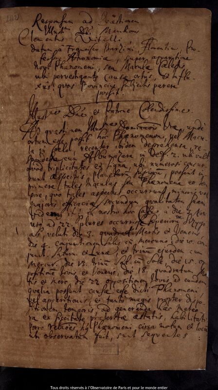 Lettre de Francesco Barizini à Clemente Vitelli, Florence, 17 décembre 1680