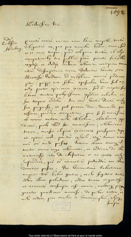 Lettre de Jan Heweliusz à Stanislaw Lubieniecki, Gdansk, 13 février 1666