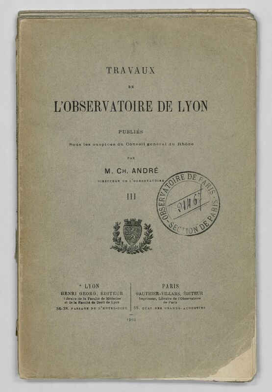 (1903) Travaux de l'Observatoire de Lyon