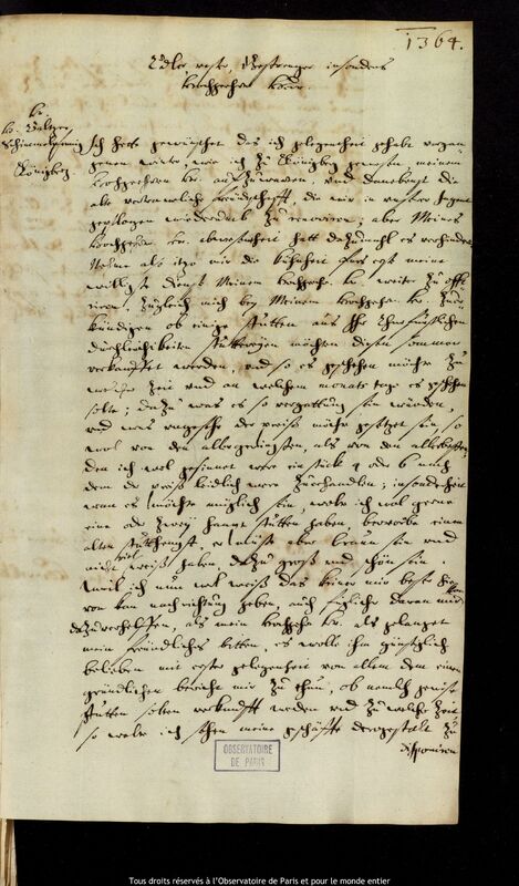 Lettre de Jan Heweliusz à Balthasar Schimmelpfennig, Gdansk, 23 avril 1669