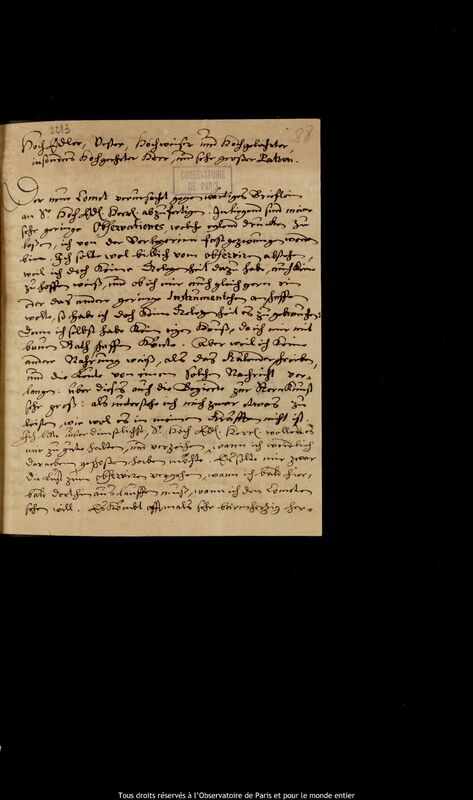 Lettre de Gottfried Kirch à Jan Heweliusz, Leipzig, 30 août 1682