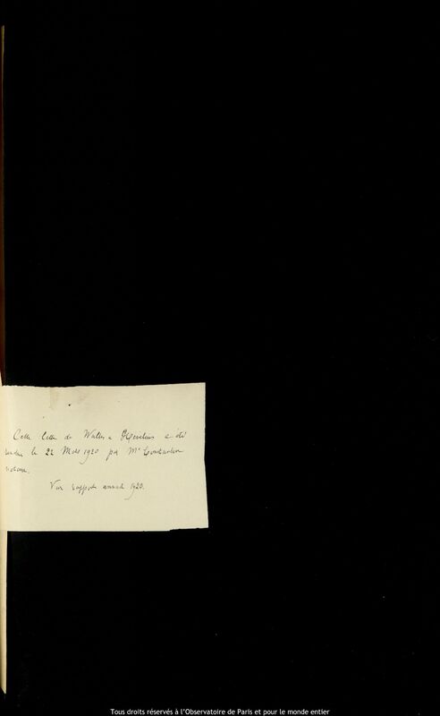 Note moderne portant sur la restitution de la lettre C1/6-160, 22 mars - 31 décembre 1920