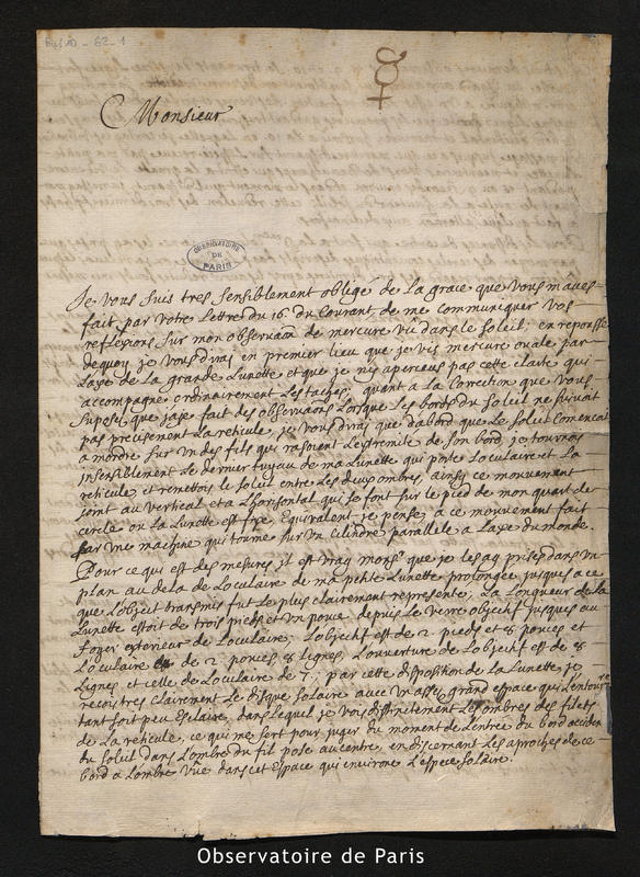 Lettre de Gallet, Avignon le 27 décembre 1677