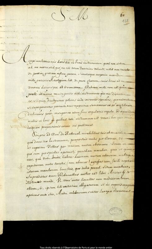 Lettre de Pierre Des Noyers à Jan Heweliusz, Lubzova, 13 juillet 1646