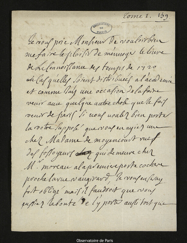 Lettre de Jacques d'Allonville de Louville à Joseph-Nicolas Delisle, 5 novembre 1719