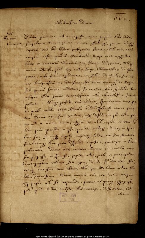 Lettre de Jan Heweliusz à Pierre Des Noyers, Gdansk, 18 décembre 1660