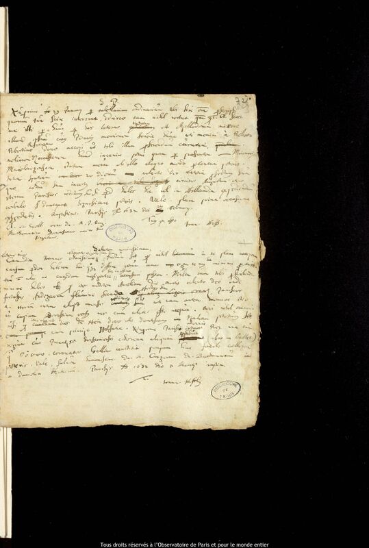 Lettre de Jan Heweliusz à Michael Bachmann et Peter Crüger ?, Paris, 11 mars 1632