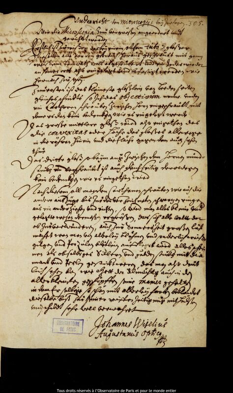 Texte manuscrit de Johann Wiesel, 1er janvier - 15 février 1652