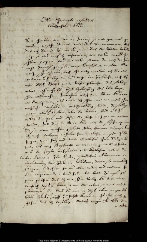 Lettre de Jan Heweliusz à Willem Blaeu, Gdansk, 28 mars 1674