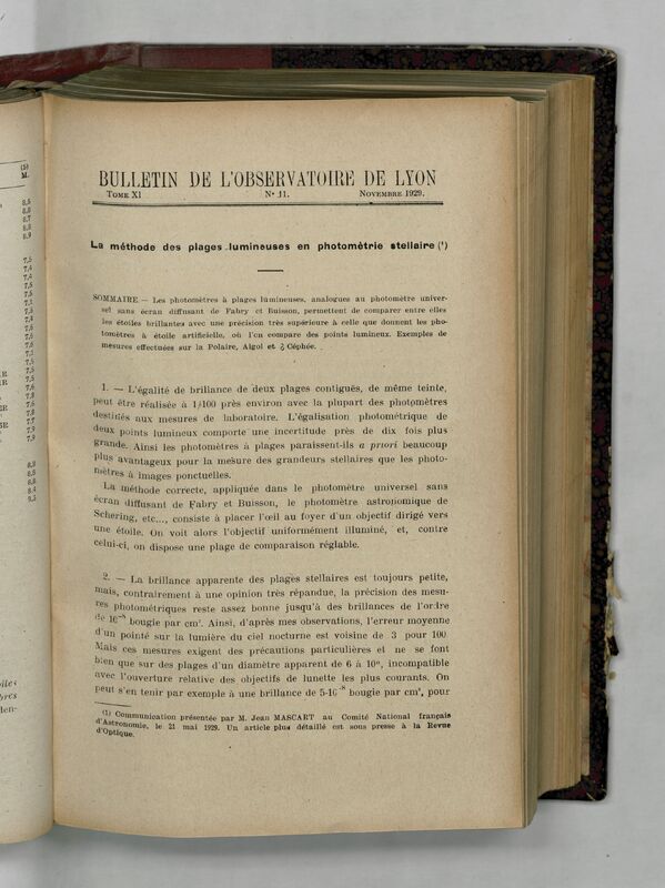 (1929) Bulletin de l'Observatoire de Lyon