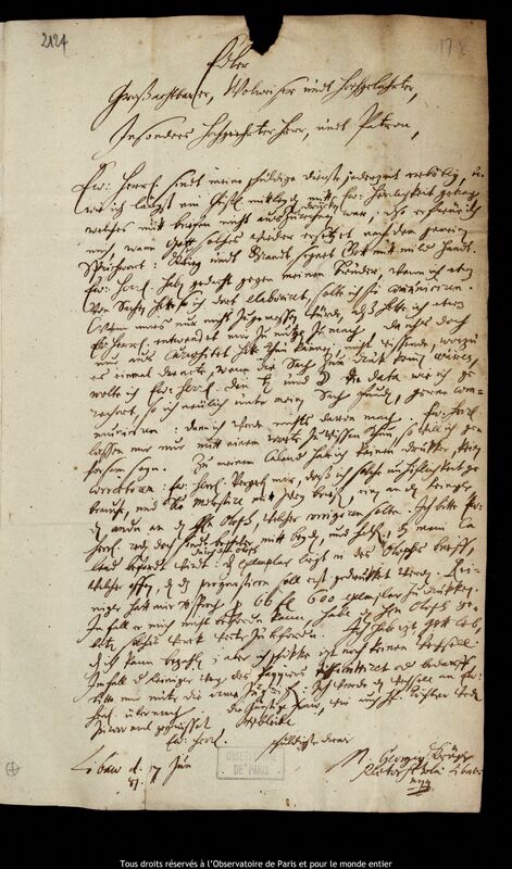 Lettre de Georg Krüger à Jan Heweliusz, Liepaja, 17 juin 1681