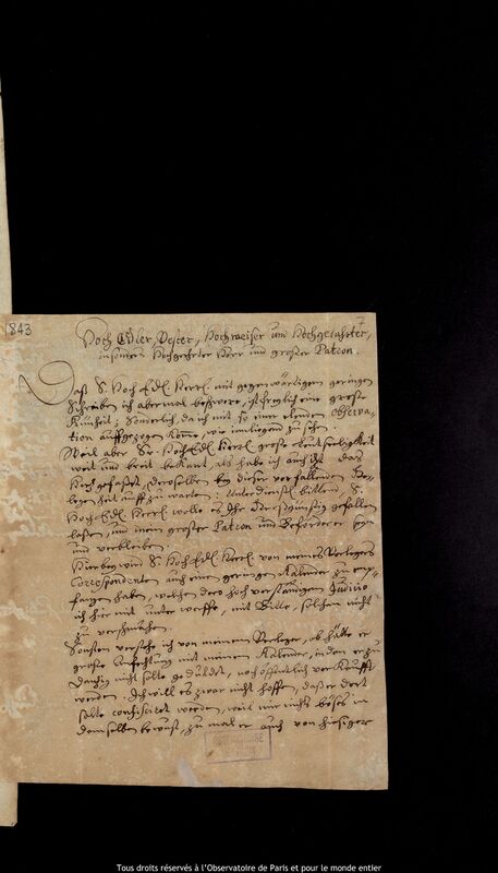 Lettre de Gottfried Kirch à Jan Heweliusz, Leipzig, 1er novembre 1678