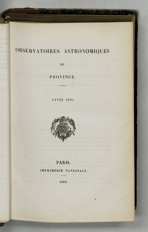 (1881) Rapport sur les observatoires astronomiques de province