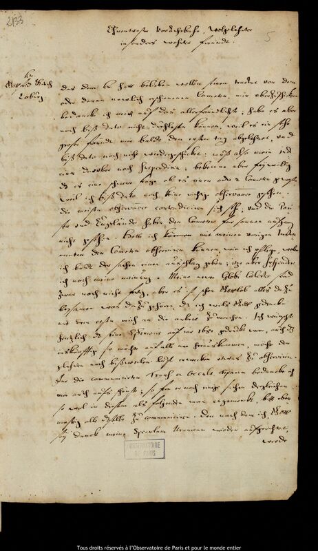 Lettre de Jan Heweliusz à Gottfried Kirch, Gdansk, 20 août 1681