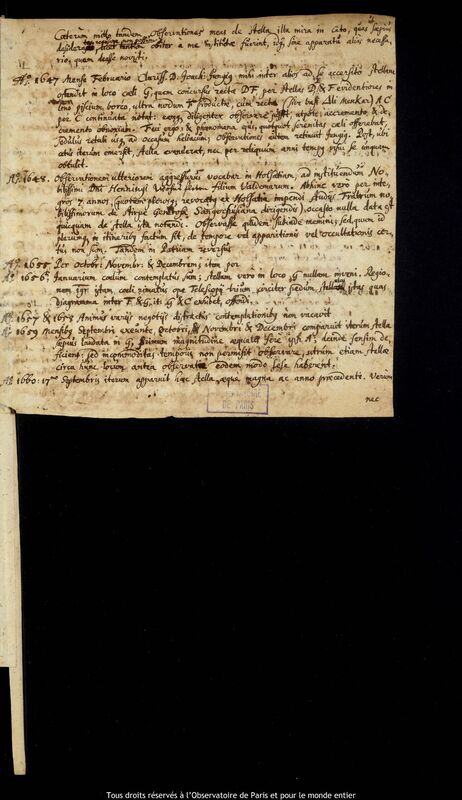 Texte manuscrit de Heinrich Siver, Hambourg, 1666