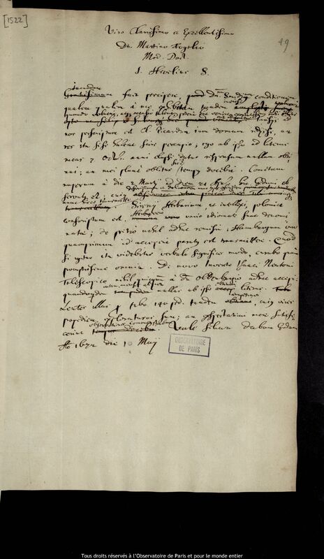 Lettre de Jan Heweliusz à Martin Fogel, Gdansk, 10 mai 1672