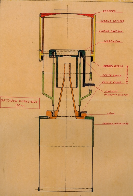 Dessin nomenclature « optique de 90 » par Claude Joubert vers 1966.