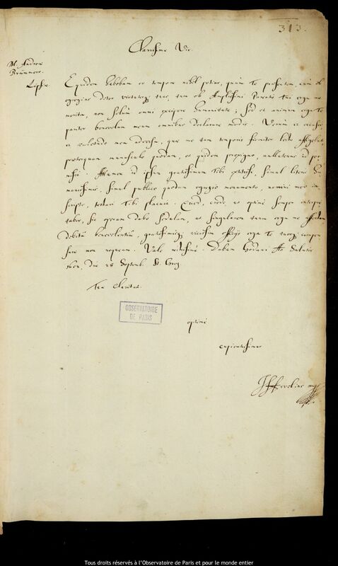 Lettre de Jan Heweliusz à Andreas Brummer, Gdansk, 28 septembre 1652