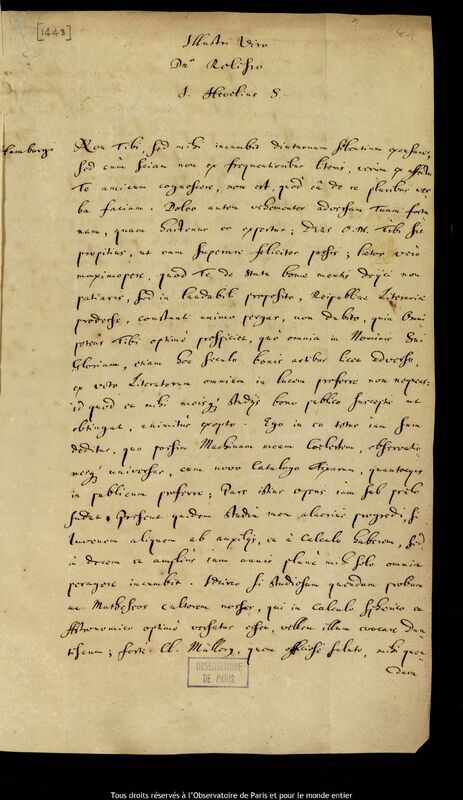 Lettre de Jan Heweliusz à Stanislaw Lubieniecki, Gdansk, 4 août 1671