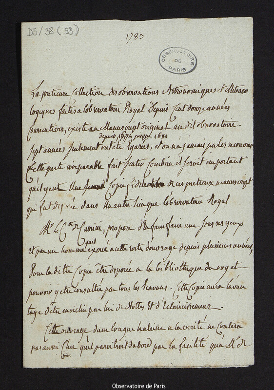 Note sur la collection des observations astronomiques faites à l'Observatoire