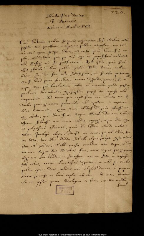 Lettre de Jan Heweliusz à Pierre Des Noyers, Gdansk, 22 décembre 1661