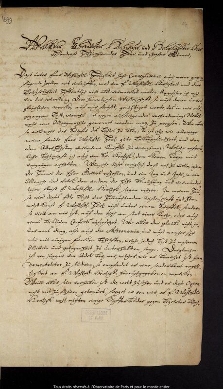 Lettre de Joachim Frisich à Jan Heweliusz, Torun, 24 juin 1676