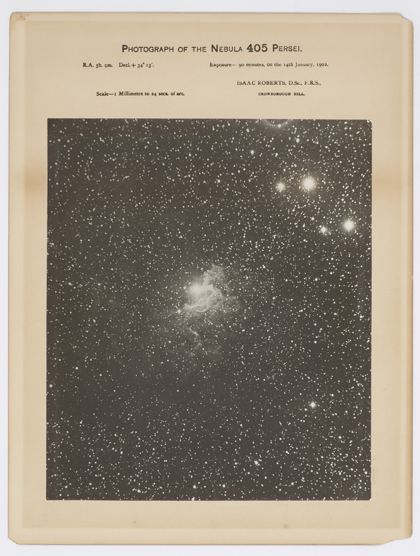 Photograph of the Nebula 405 Persei […]. Exposure 90 minutes, on the 14th Januay 1902 (titre original)