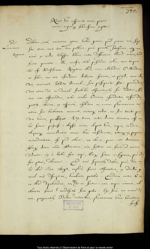 Lettre de Jan Heweliusz à Albert Linemann, Gdansk, 21 janvier 1652