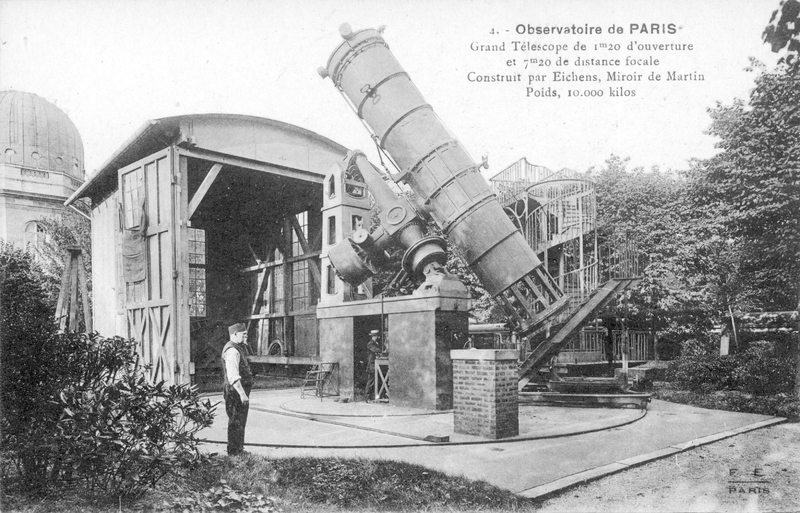 Observatoire de Paris : grand télescope de 1m20 d’ouverture et 7m20 de distance focale, construit par Eichens (titre original)