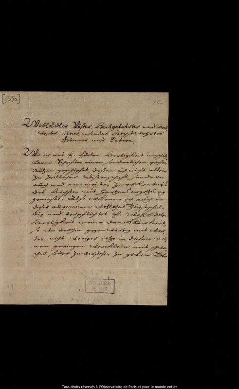 Lettre de Joachim Frisich à Jan Heweliusz, Torun, 1672