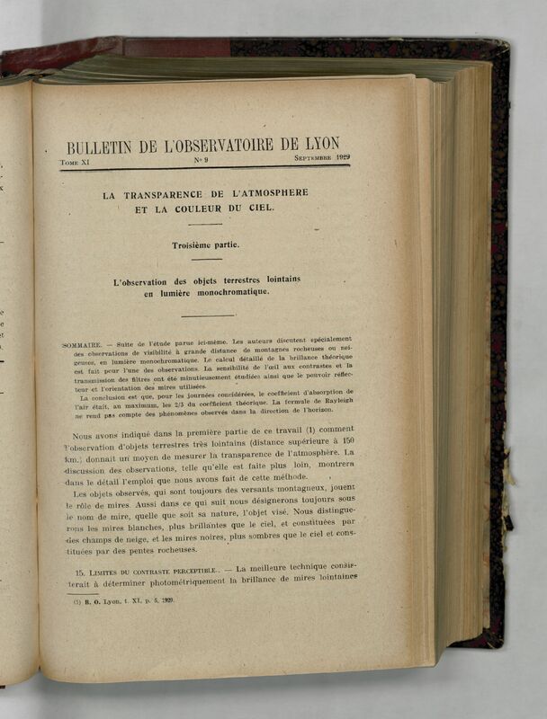 (1929) Bulletin de l'Observatoire de Lyon