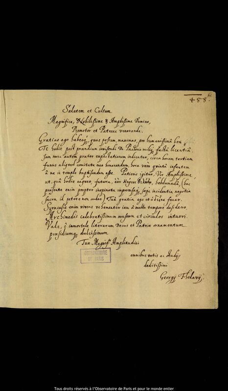 Lettre de Georg Fehlau à Jan Heweliusz, 1656