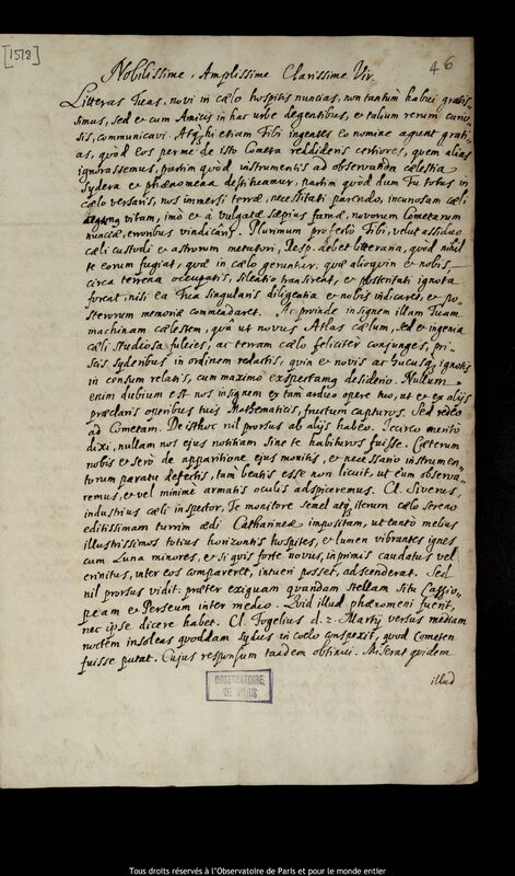 Lettre de Stanislaw Lubieniecki à Jan Heweliusz, Hambourg, 5 avril 1672