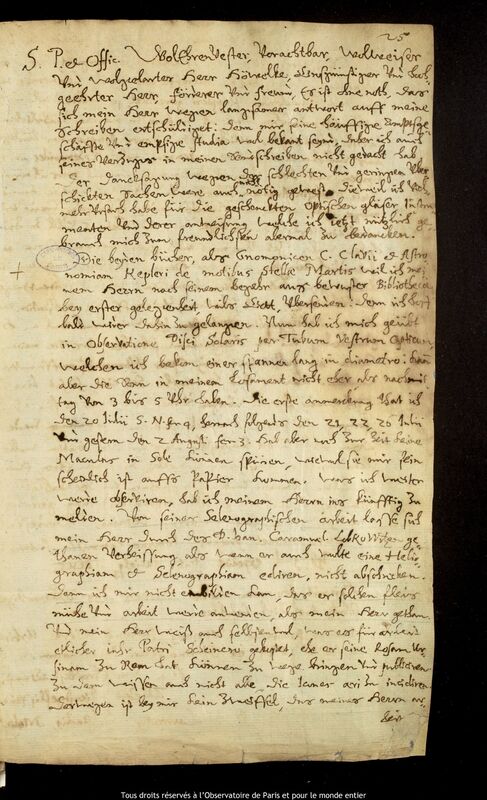 Lettre de Lorenz Eichstaedt à Jan Heweliusz, Szczecin, 3 août 1644