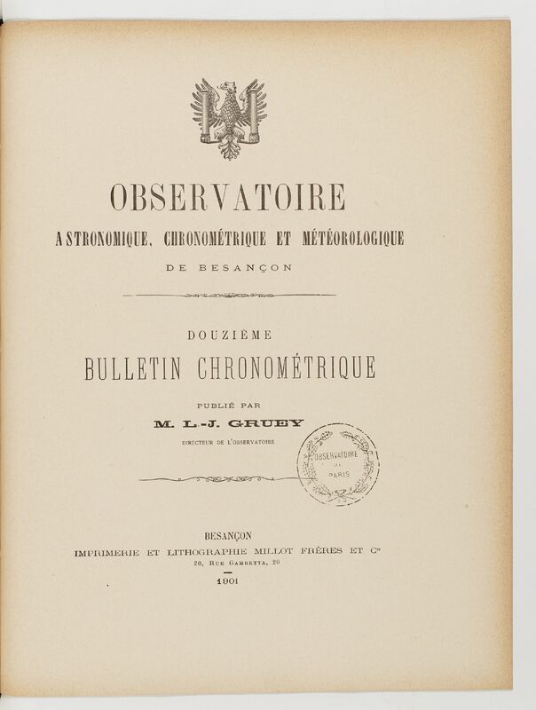 (1900) Observatoire astronomique, chronométrique et météorologique de Besançon