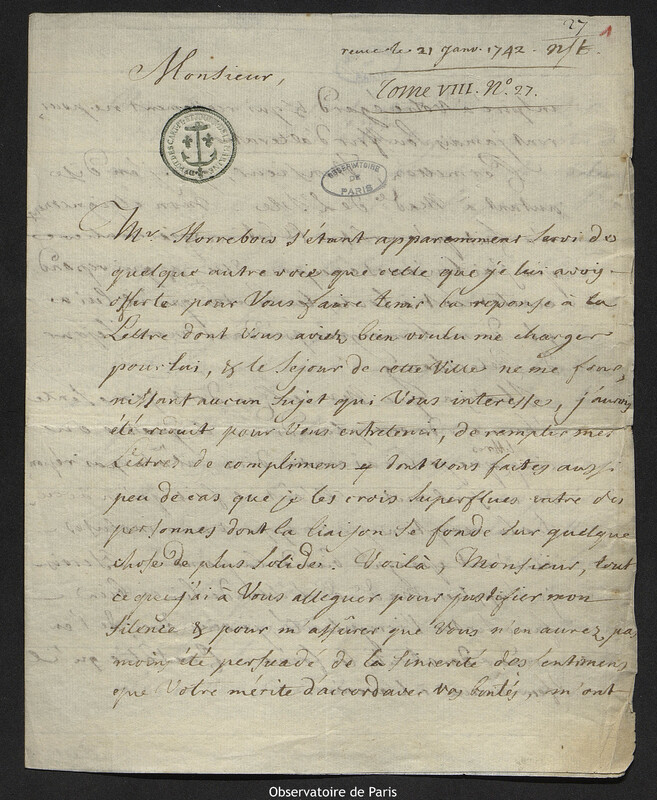 Lettre de Frédéric-Henri Strube de Piermont à Joseph-Nicolas Delisle, Copenhague, 31 décembre 1741