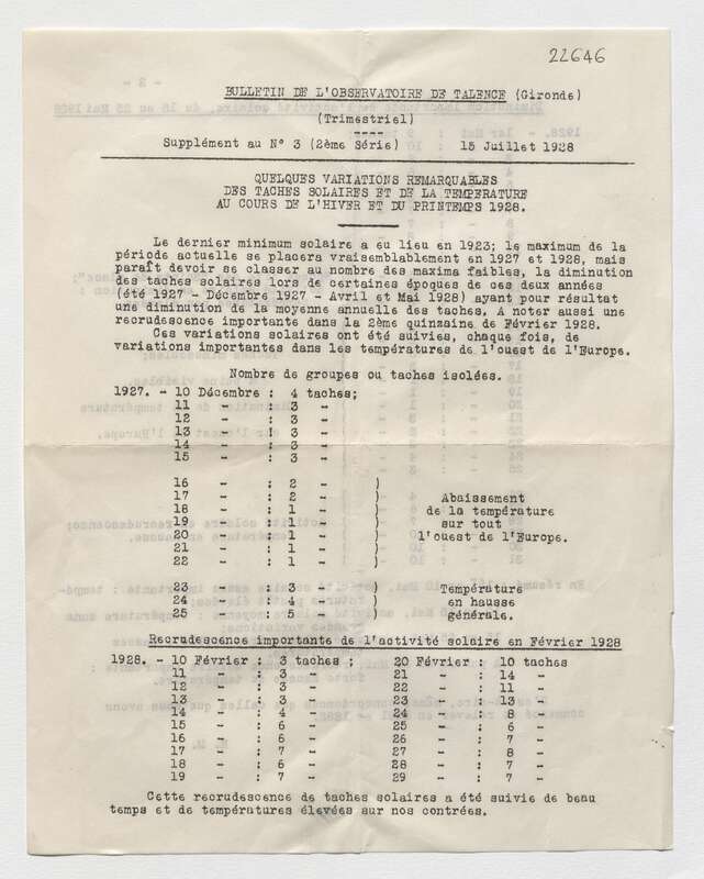 (1928) Bulletin de l'Observatoire de Talence, 2e série