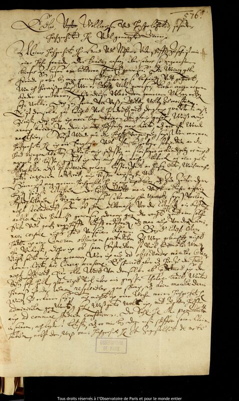 Lettre de Caspar March à Jan Heweliusz, Rostock, 27 novembre 1659