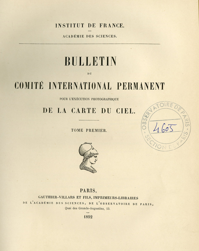 Bulletin du Comité international permanent pour l'exécution photographique de la carte du ciel