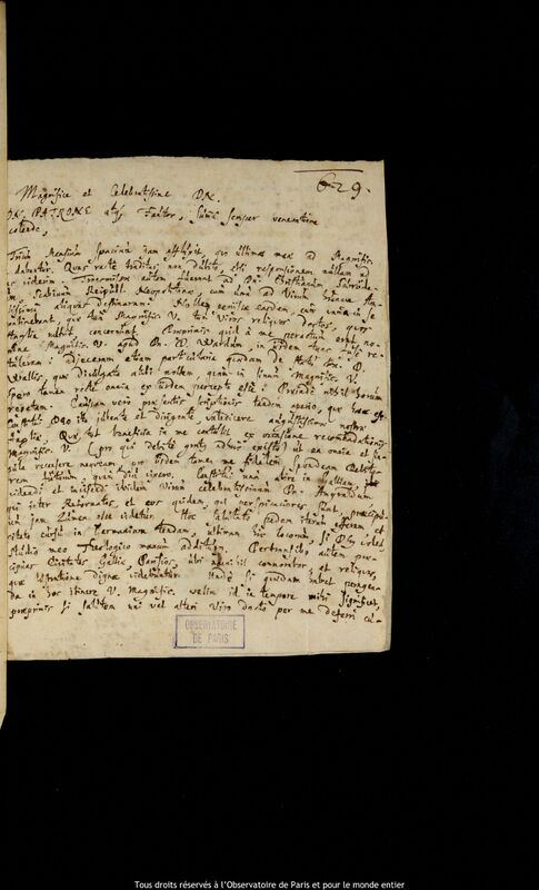 Lettre de Benedikt Figk à Jan Heweliusz, Oxford, 31 décembre 1660