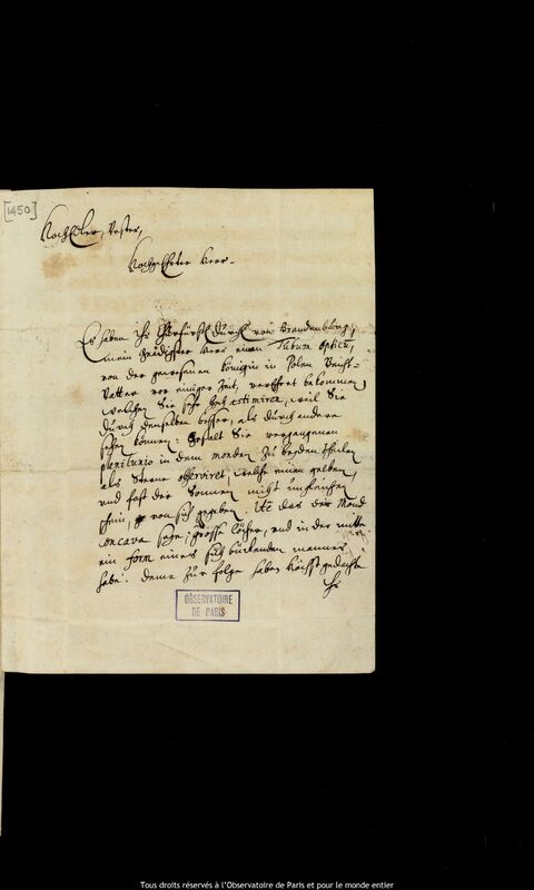 Lettre de Christoph Hendreich à Jan Heweliusz, Berlin, 24 juillet 1671