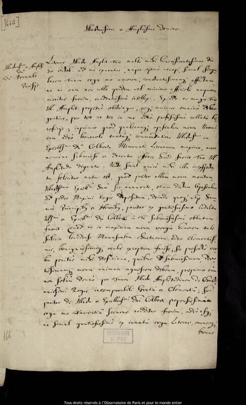 Lettre de Jan Heweliusz à Charles Perrault, Gdansk, 14 décembre 1674