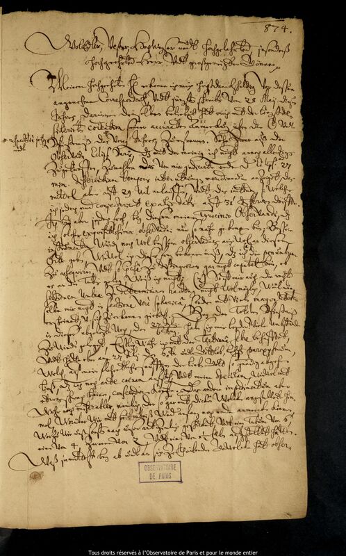 Lettre de Caspar March à Jan Heweliusz, Rostock, 31 juillet 1664